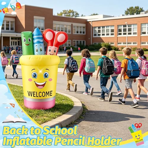 5FT Back to School Inflatable Pencil Holder Outdoor Decor with LED Lights