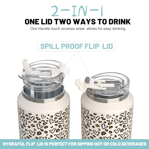 64 oz Insulated Stainless Steel Tumbler with Handle and Leak-Proof Straw