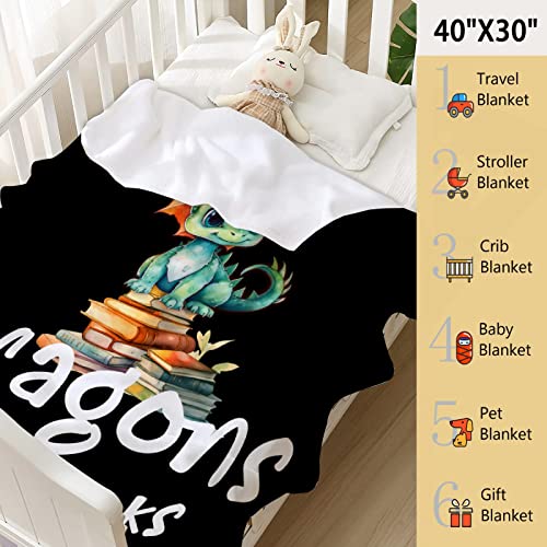 Just a Girl Who Loves Dragons and Books Throw Blanket 50x40 for Kid – Fleece Gift