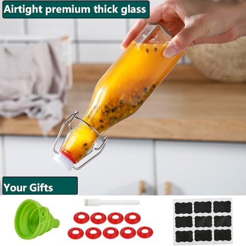 Swing Top Glass Bottles 8 oz Airtight Lids 9 Pack for Home Brewing and Fermentation