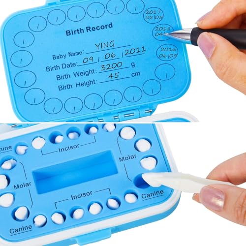 Baby Tooth Keepsake Box Organizer with Fetal Hair Container - Blue