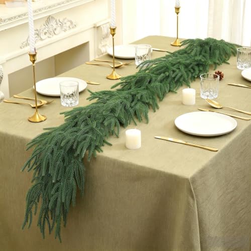 Pututoc 12 FT Norfolk Pine Garland - Realistic Christmas Greenery Decor, 2 Pack