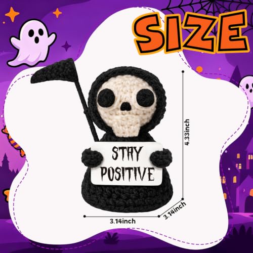 Grim Reaper Crochet Plush - Funny Gothic Office Decor & Sarcastic Gift