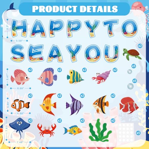 Ocean Bulletin Board Decorations Set - 64 Pcs Under The Sea Cutouts