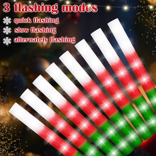 VIHOSE 36 pcs 16in LED Foam Sticks Red Green White with 3 Flash Modes