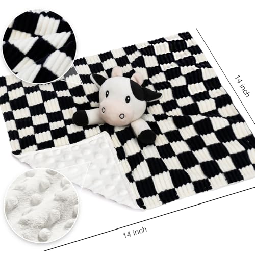 Baby Security Blanket Lovey Cow for Boys Girls 14 Inch
