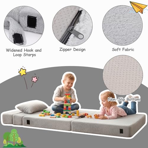 Kids Foldable Floor Sofa and Convertible Futon Chair with Storage Bag