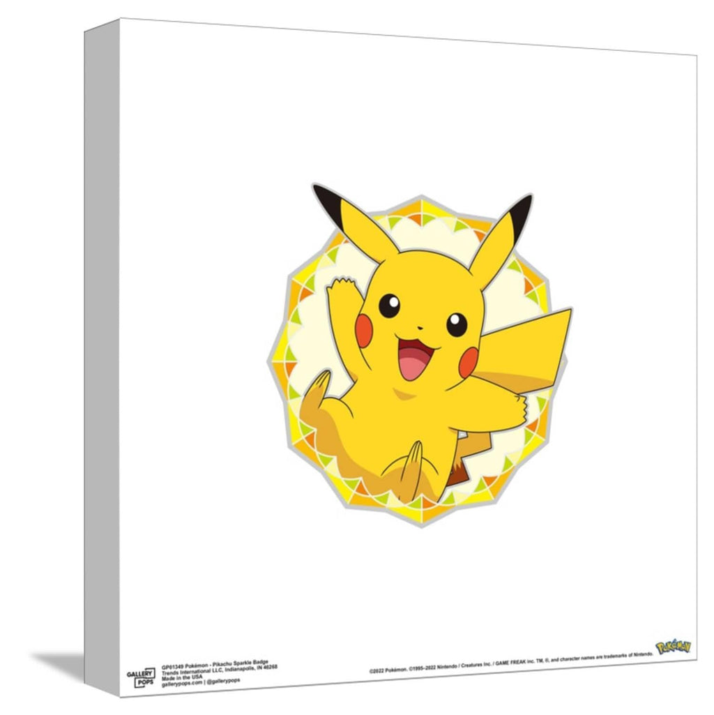 Trends International Gallery Pops Pokémon - Pikachu Sparkle Badge Canvas Wall Art Wall Poster, 12.00" x 12.00", Stretched Canvas