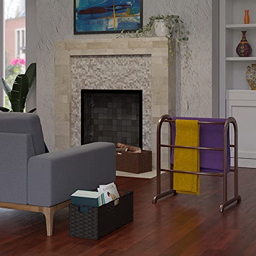 6-Rung Wood Quilt Rack - Antique Walnut Blanket Stand