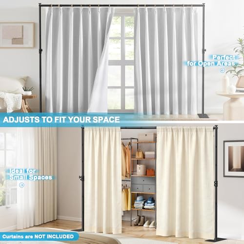 Freestanding Room Divider Curtain Rod, Adjustable Privacy Partition Stand