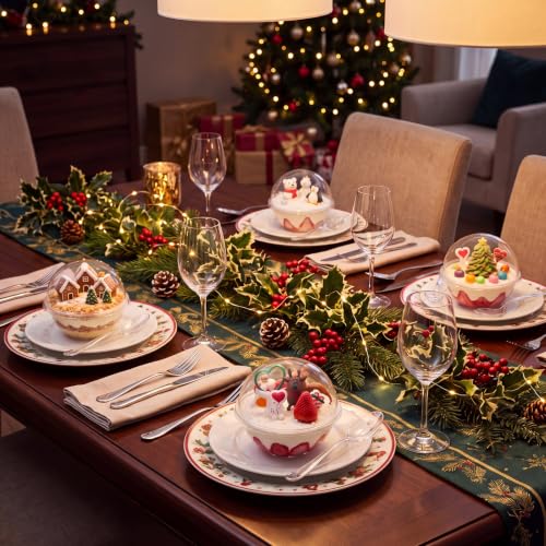 50 Pcs Clear Plastic Fillable Ornaments with Spoons - Spherical Cup Variant