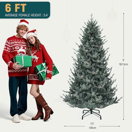 6ft Pre-Lit Artificial Blue Spruce Christmas Tree with Remote & 11 Light Modes