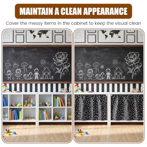Classroom Cabinet Curtains for Shelves, 51x29.5 Inch Set with Tension Rod