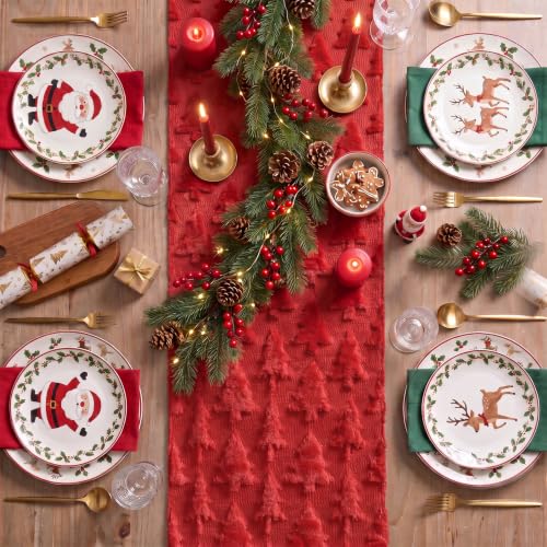 Artoid Mode Red Christmas Tree Table Runner 13x120 Inch Faux Fur Holiday Decor