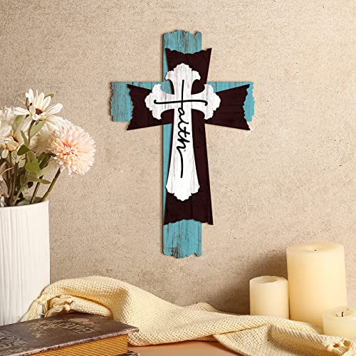 Rustic Wooden Wall Cross - 3-Layer Decorative Religious Wall Art, 12-Inch