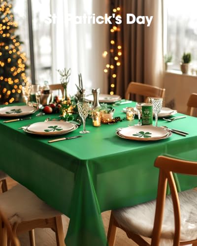 Pureegg 8 Pack 54 x 108 Inch Green Disposable Plastic Tablecloth - Rectangle