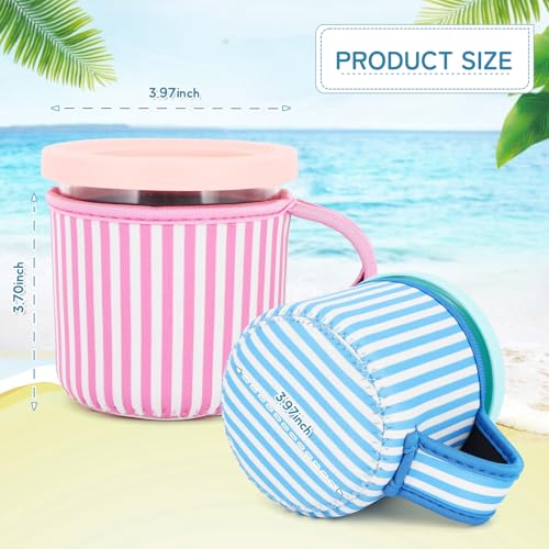 AJLTPA 4-Pack Reusable Animal Pattern Ice Cream Sleeves with Handle, 16oz