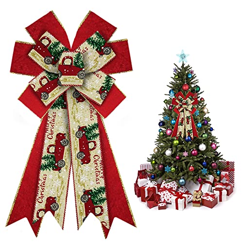 ABTOLS Large Red Velvet Christmas Bow Truck Decoration for Wreaths & Front Door