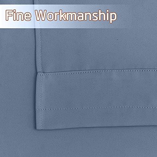 Thermal Insulated Stone Blue Short Valances for Windows - 42" Wide, 18" Long, 2 Panels