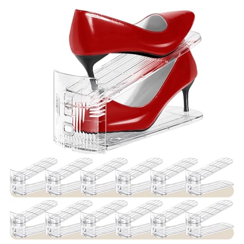 Adjustable Shoe Slots Organizer - 12 Pack Space Saving Shoe Stackers