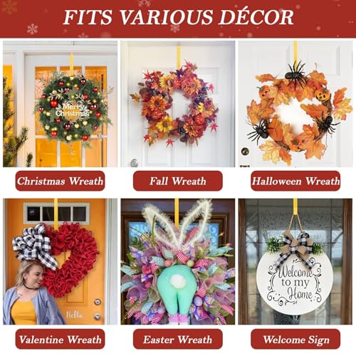 12-Inch Metal Wreath Hanger for Front Door - Heavy Duty Over the Door Hook, Gold