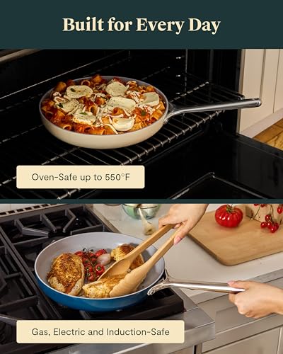Non-Stick Ceramic Frying Pan 10.5 Inch (2.7 Qt) - Oven Safe Skillet, Navy