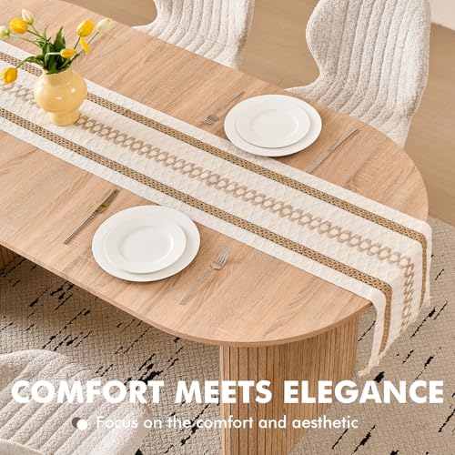 70.8-Inch Oval Dining Table, Modern Farmhouse Wood Grain Kitchen Table