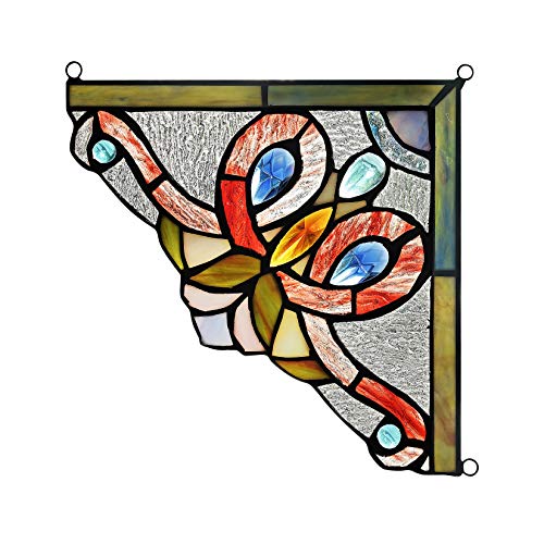 Victorian Stained Glass Window Panels Set - 8" Wide, 2pcs
