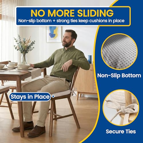 Dining Chair Cushions Set of 4, 2.5-Inch Thick High-Density Foam, 17x16 in