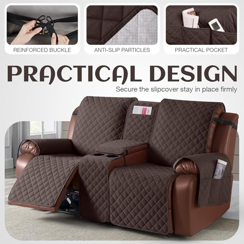 Waterproof Loveseat Recliner Cover with Console, Anti-Slip Protector