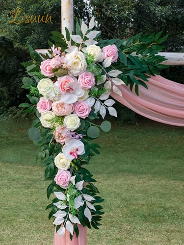 Artificial Wedding Arch Flower Swags with Chiffon Runner, 3-Piece Set