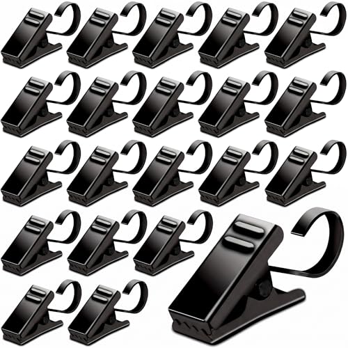 Stainless Steel Curtain Clips with Hooks - Pack of 25 Small Light Hangers