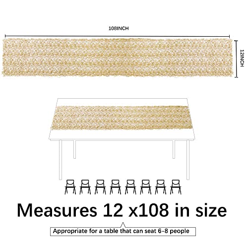 6 Pack Gold Sequin Mesh Table Runners 12x108 Inch for Weddings Parties Christmas