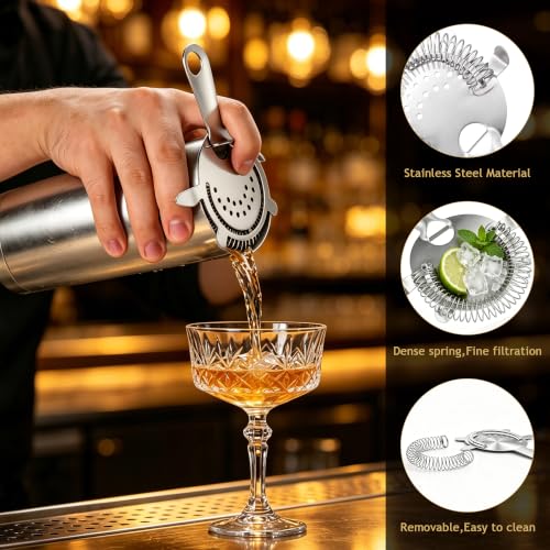 Yoption 5-Piece Cocktail Strainer Set Stainless Steel Bar Tools for Bartending
