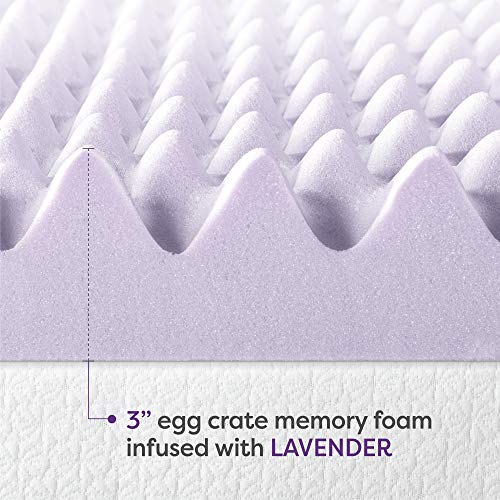 Best Price Mattress 3-Inch Lavender Egg Crate Memory Foam Topper - Twin