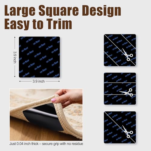 12-Piece Anti-Slip Rug Grippers for Hardwood Floors – Washable Carpet Pads