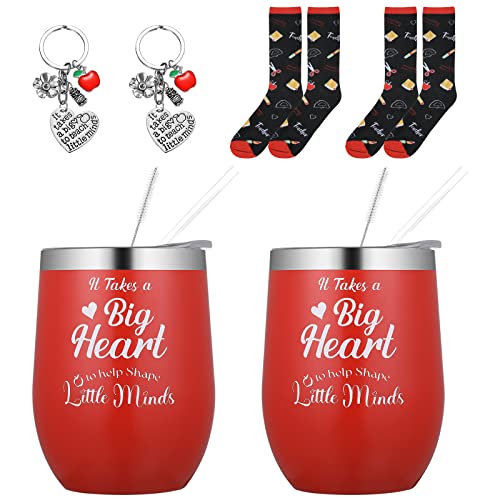 Ferraycle 2-Pack Christmas Teacher Appreciation Gift Set with Mug Socks & Keychain - Modern
