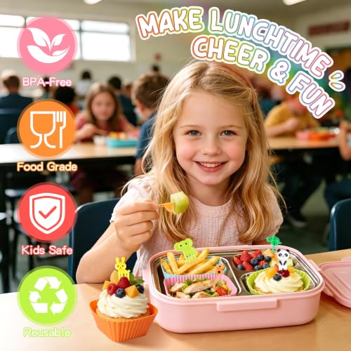 70-Piece Silicone Lunch Box Dividers and Animal Food Picks Set
