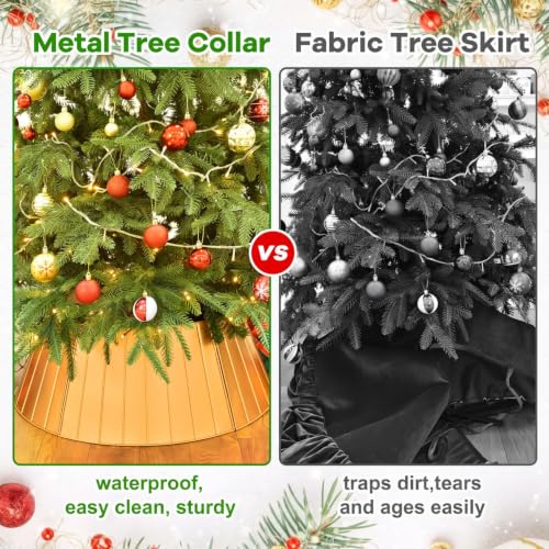 YoleShy 28-Inch Metal Christmas Tree Collar - Easy Assembly & Durable Base Cover