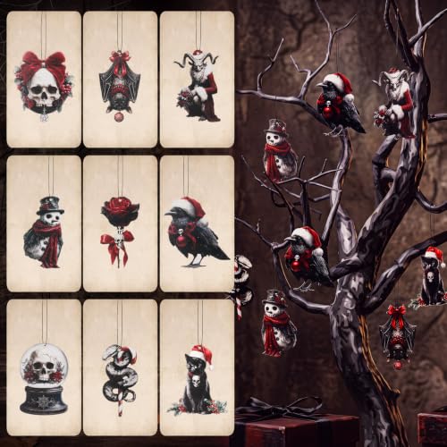 Spooky Gothic Christmas Ornaments - 36 Pcs Wood Hanging Decor (Variation: Spooky) by Vercraft