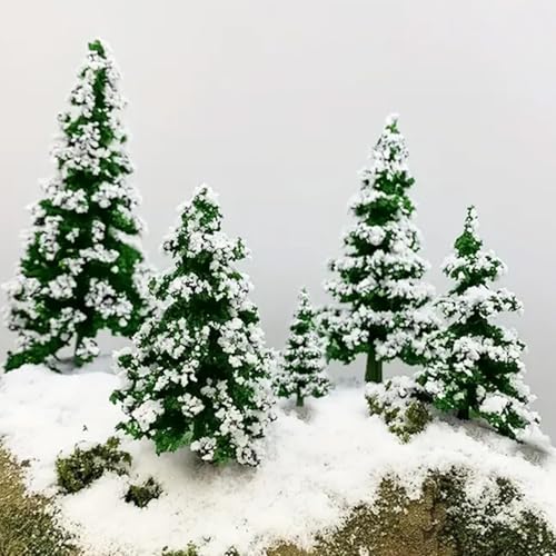22-Piece Mini Snow Pine Trees Set (2-6 Inch) for Christmas Village & Dioramas