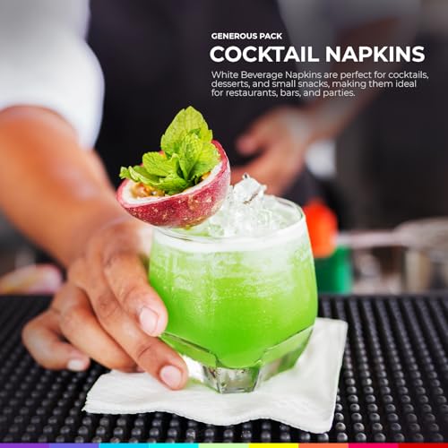 Luxe Paper Disposable White Beverage Napkins 100 Count, 2-Ply, 5x5 Inch for Parties & Weddings
