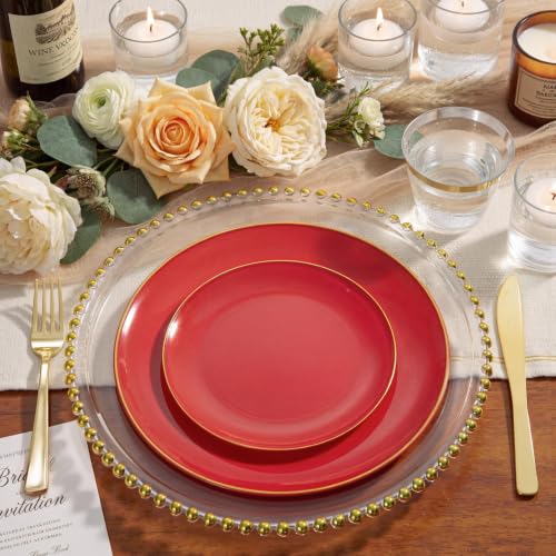 WDF Red Disposable Dinnerware Set for 25 Guests - Plates, Cups, Cutlery, Variant Red/150