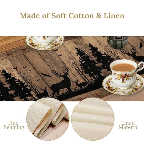 DKMQQUL Rustic Deer Cabin Table Runner 13x36 Inch Vintage Wood Pattern