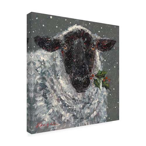 Christmas Sheep Canvas Wall Art 35x35in by Mary Miller Veazie, Ready to Hang