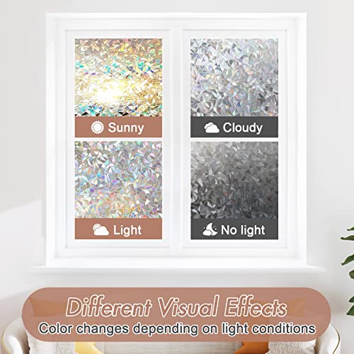 Rainbow Window Privacy Film - 17.5" x 78.7" UV Blocking Clings
