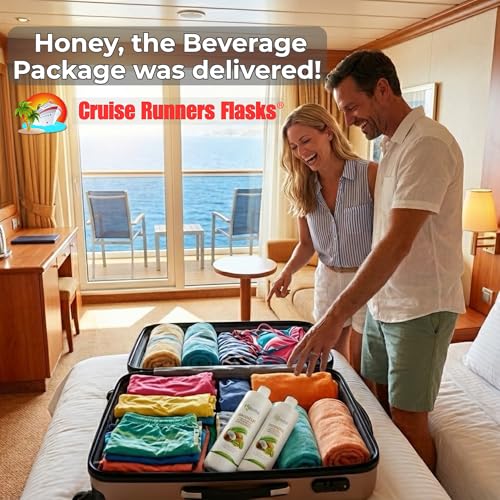Cruise Runners Hidden Liquor Flasks - 2x17.3oz Discreet Shampoo Bottles for Cruise, Travel & Parties