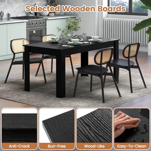63-Inch Rectangular Dining Table for 4-6, Sturdy Wood Kitchen Table