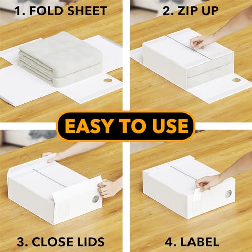 5-Pack Foldable Bed Sheet Organizers for Linen Closet with Label Cards