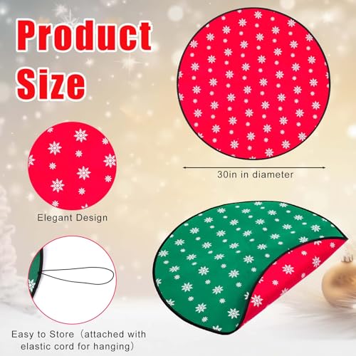 Reversible Christmas Tree Floor Mat - Felt Rug with Elastic Rope, 30in Red & Green Protector